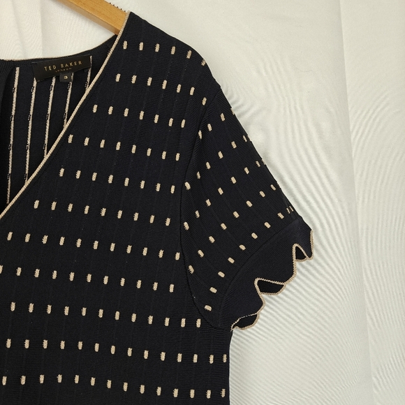 Ted Baker Maciiey Mini Knit Dress Metallic Detail Size 3 Ted 8-10 US - Picture 8 of 13
